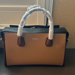DVRH Tan Brown Black Women's Concealed Carry Leather Satchel w/Shoulder Strap